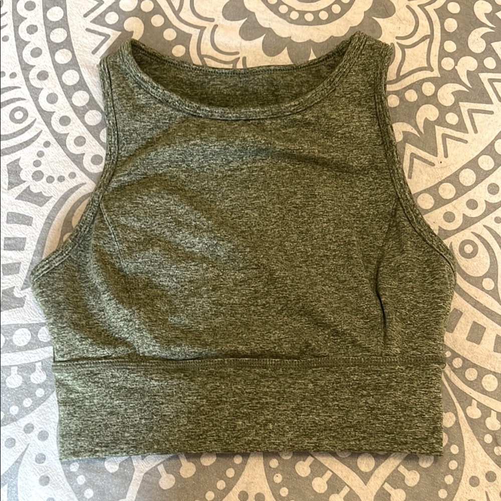 JoyLab Heathered Olive High Neck Sports Bra